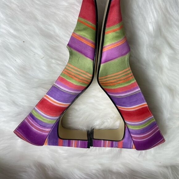 Coup D’etat Multi color 3” slip on fabric shoes square toe size11M - Picture 10 of 11